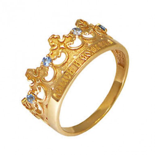 Позолоченное кольцо Спаси и сохрани Корона 46879