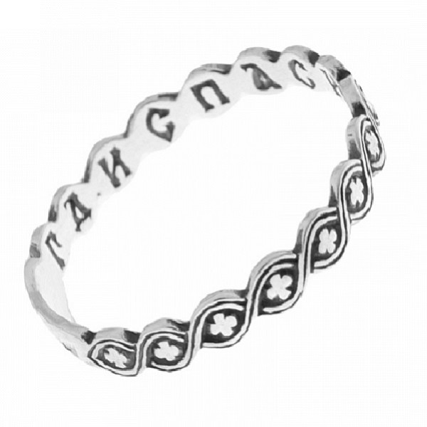 Серебряное колечко с крестиками для девушки 49018