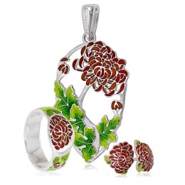 Серебряное кольцо с эмалью 50487