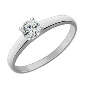 Серебряное женское кольцо с с прозрачным фианитом (диаметр камня 4,5 мм), арт.  17567