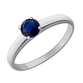 Серебряное женское кольцо с синим фианитом (диаметр камня 4,5 мм), арт. 17569