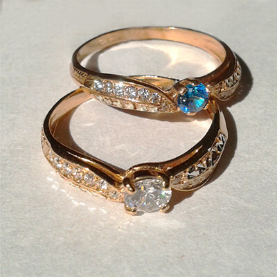 Позолоченное кольцо с алмазной гранью 43688