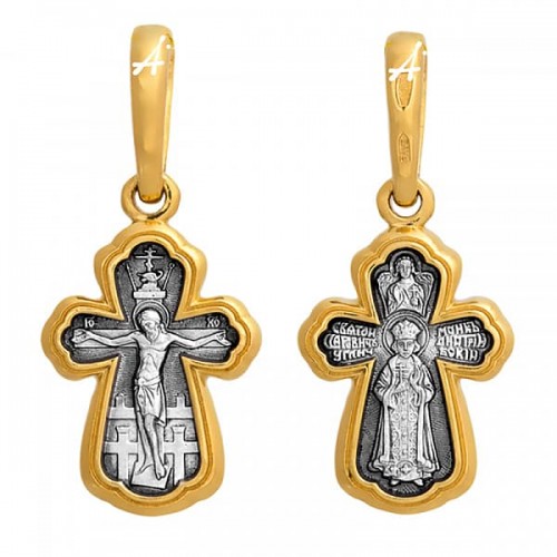Серебряный крест с позолотой Ангел-Хранитель 293238