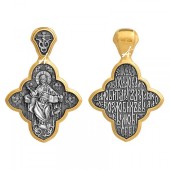 Серебряный крест с позолотой Спас Нерукотворный арт. 293250