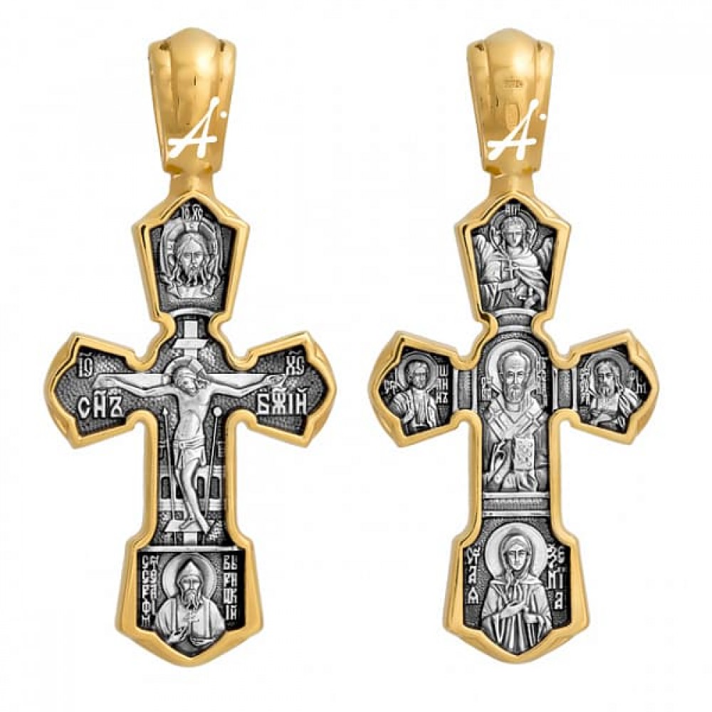 Крестики серебряные с золотом. Крест серебряный мужской с позолотой с Николаем чудотворцем.