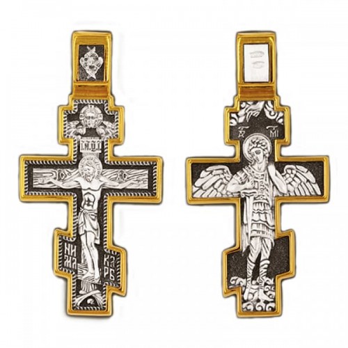Серебряный крест с позолотой Михаил Архангел 294800