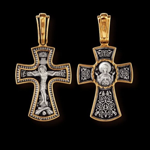 Серебряный крест с позолотой Знамение Божия Матерь 294808
