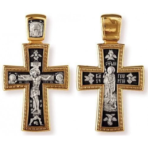 Серебряный крест с позолотой Георгий Победоносец 294812