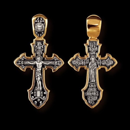Серебряный крест с позолотой Сергий Радонежский 294825