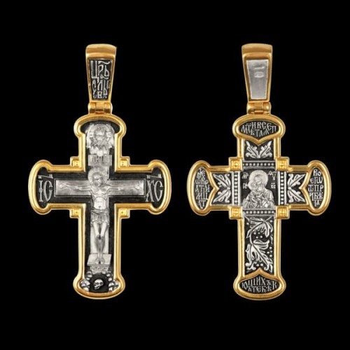 Серебряный крест с позолотой Феодоровская Божия Матерь 294846