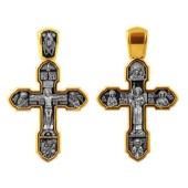 Серебряный крест с позолотой Ангел-Хранитель Казанская Божия Матерь, арт. 294851