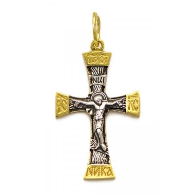 Серебряный крестик с позолотой 294917