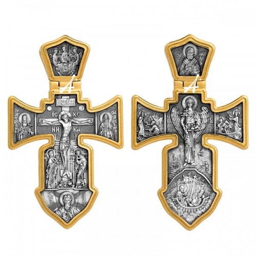 Серебряный крест с позолотой Андрей Первозванный Николай Чудотворец Петр Святая Троица 299343