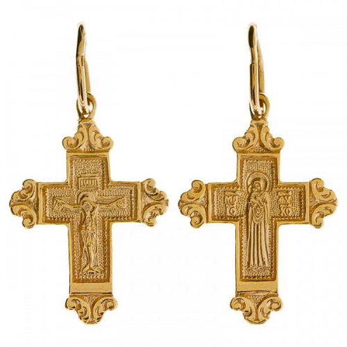 Серебряный крест с позолотой Владимирская Божия Матерь 334685