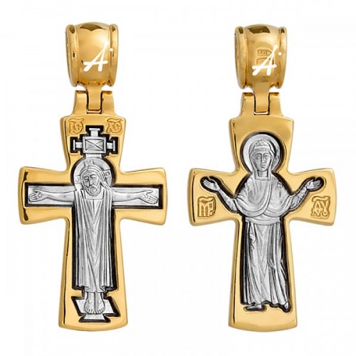 Серебряный крест с позолотой Оранта Божия Матерь 336917