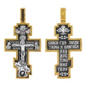 Серебряный крестик мужской прямой с позолотой (размер 47х25 мм), арт. 344069