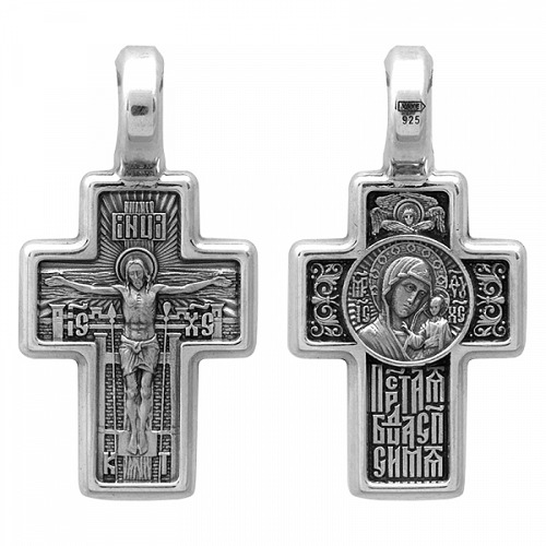 Серебряный крестик Казанская Божия Матерь 293303