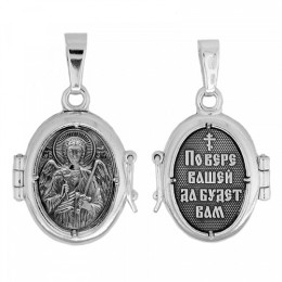 Серебряный медальон мощевик с Ангелом и молитвой Отче наш 295662