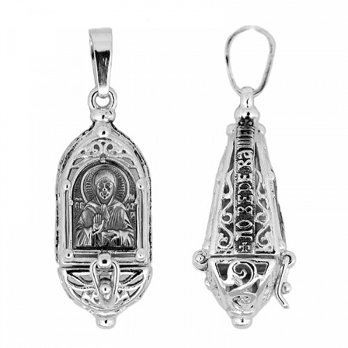 Серебряный кулон православный мощевик для святыни с иконой Матроны Московской 295664