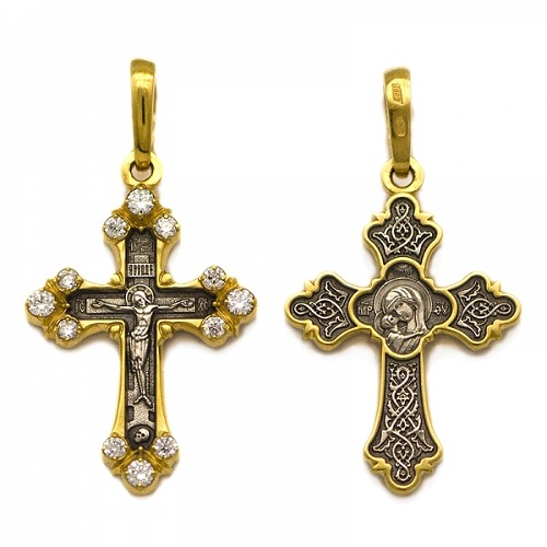 Серебряный крест с позолотой Владимирская Божия Матерь 328552