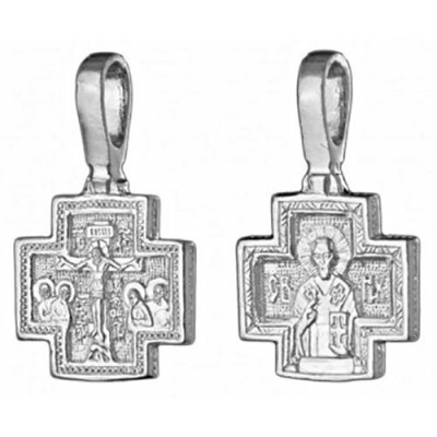 Четырехконечный серебряный крестик с Николаем 335920
