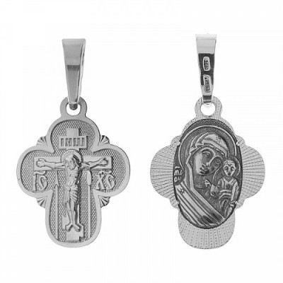 Крестильный серебряный крестик Казанская Божья Матерь 342551