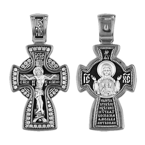 Серебряный крестик Знамение Божия Матерь 342768