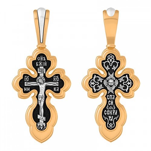 Серебряный крест с позолотой Серафим 342922