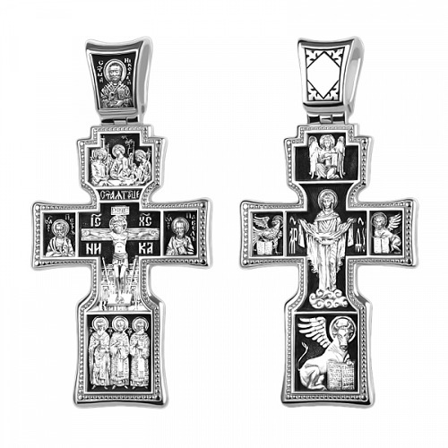 Серебряный крестик Николай Павел Петр Покров Пресвятой Богородицы Святая Троица 344441