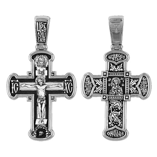 Серебряный крестик Феодоровская Божия Матерь 345186