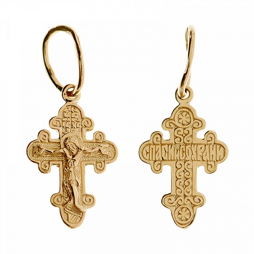 Золотой крестик православный 294308