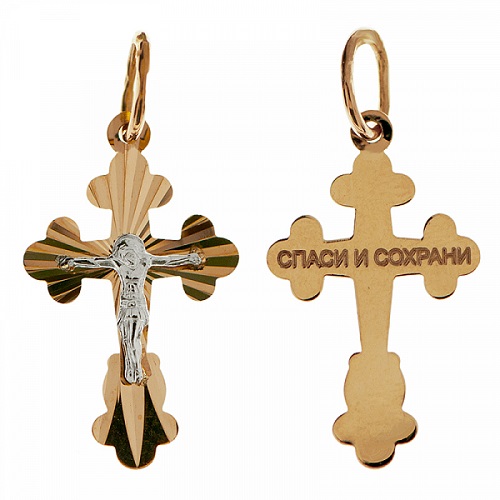 Золотой крестик православный 331625