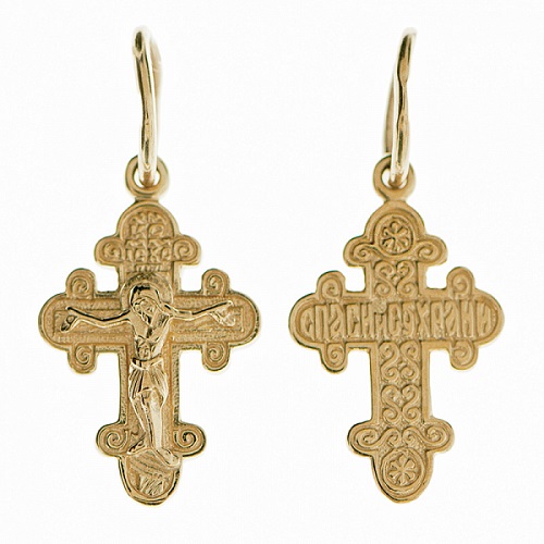 Золотой крестик православный 334335