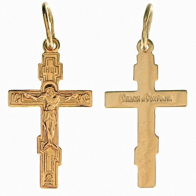 Золотой крестик православный 334360