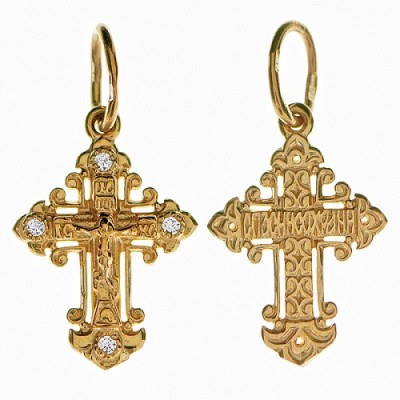 Золотой крестик православный 334393