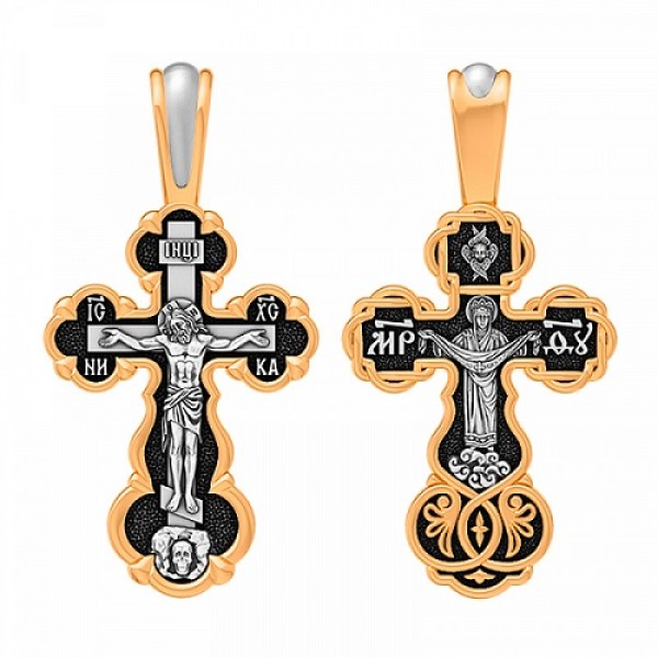 Серебряный крест с позолотой Покров Пресвятой Богородицы 294773