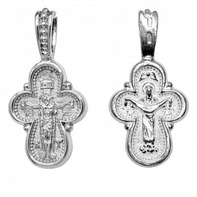 Крестик нательный серебряный икона Покрова Богородицы 40402