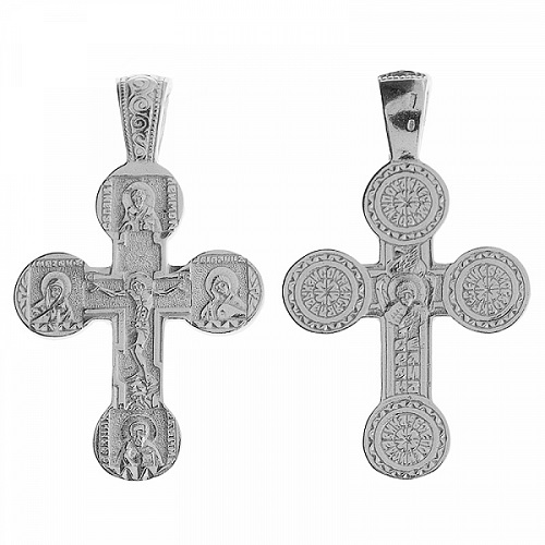 Крест православный из серебра со святыми 345131