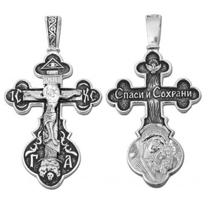 Серебряный крестик с Богородицей Казанская 15826