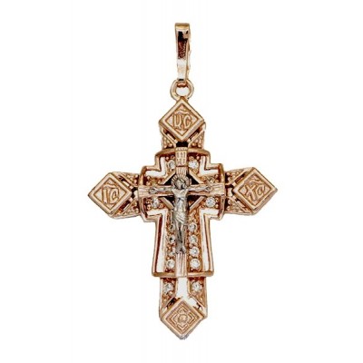 Серебряный крестик с позолотой 16610