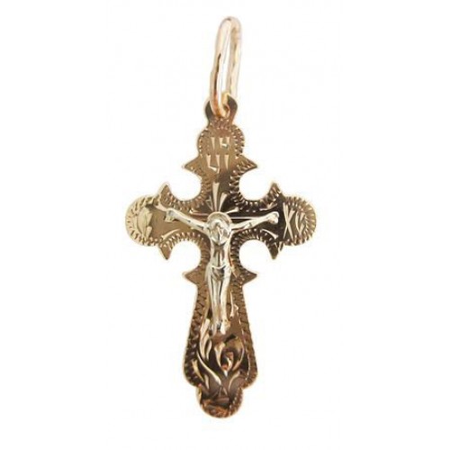 Серебряный крестик с позолотой православный женский нательный 26312