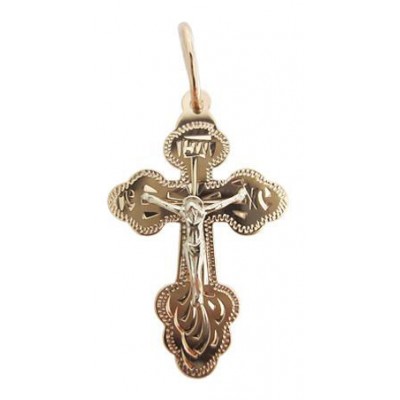 Серебряный крестик с позолотой православный мужской нательный 26322