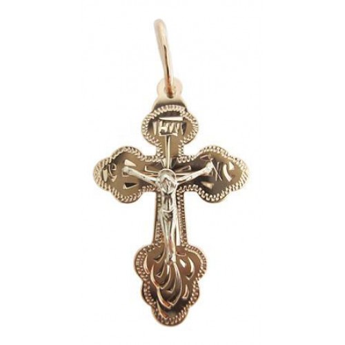 Серебряный крестик с позолотой православный мужской нательный 26322
