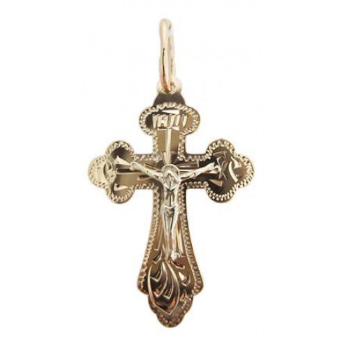 Серебряный крестик с позолотой православный мужской нательный 26326