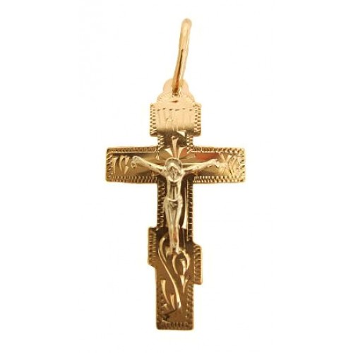 Крест православный прямой мужской серебро с позолотой