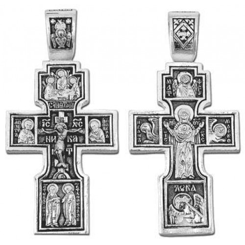 Православный крест из серебра для мужчины 4 Евангелиста Троица 27911