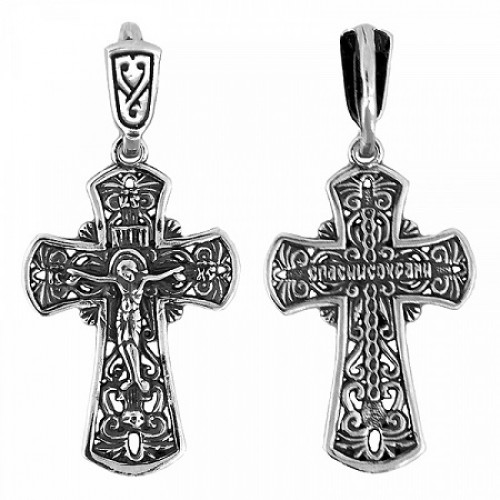 Крестик серебро с чернением православный