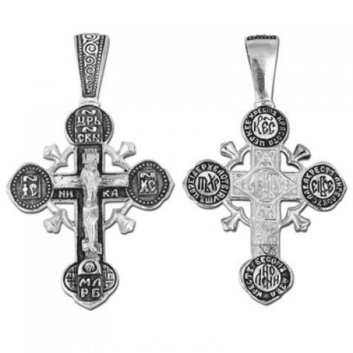 Серебряный крест нательный православный с клеймами 27944