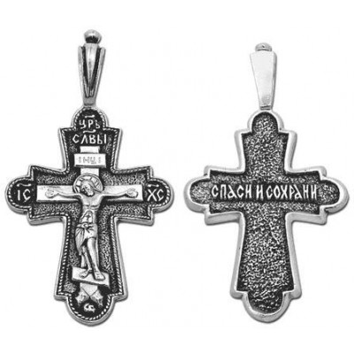 Нательный серебряный крестик православный 28071