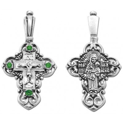 Крестик серебряный на крестины девочке с Богородицей 28122